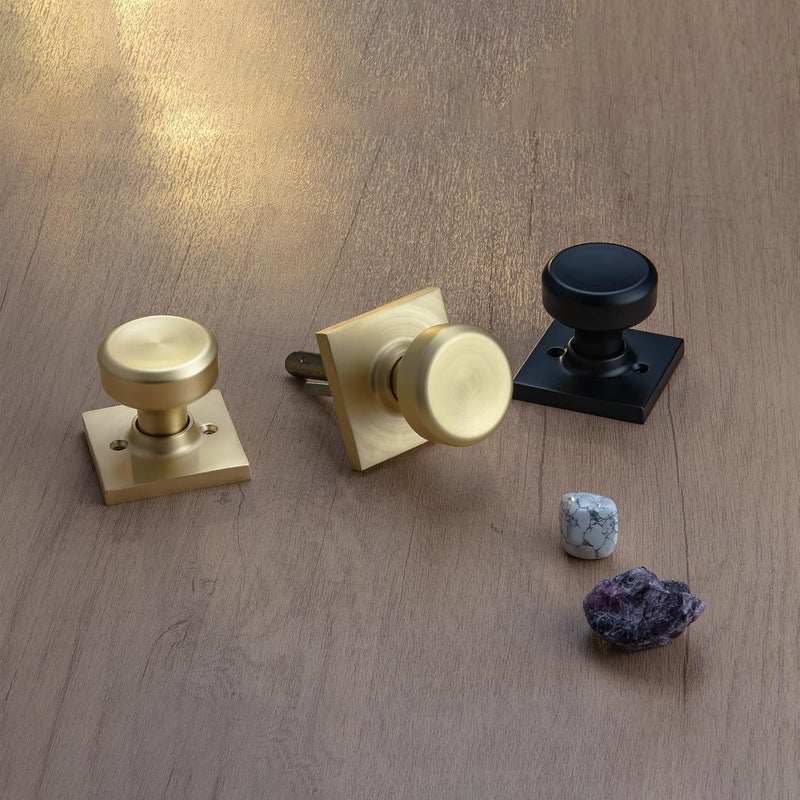 NCSEN 3 Pack Black Interior Door Knobs for Hall & Closet, Pismo Doorknob with Square Rosette, Heavy Duty Passage Door Handle - Image 4